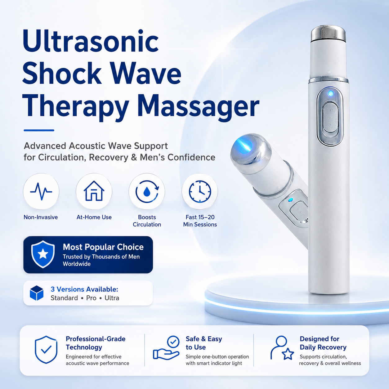 Shockwave Therapy Device. ——  Restore Blood Flow • Relieve Pain • Support Men's Performance